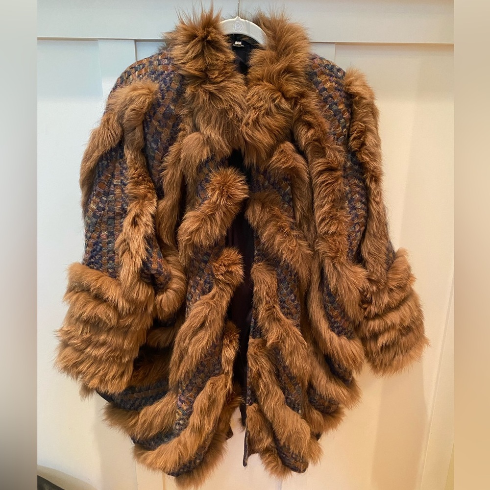 SCHJELDE vintage 80’s fur/leather/mohair coat